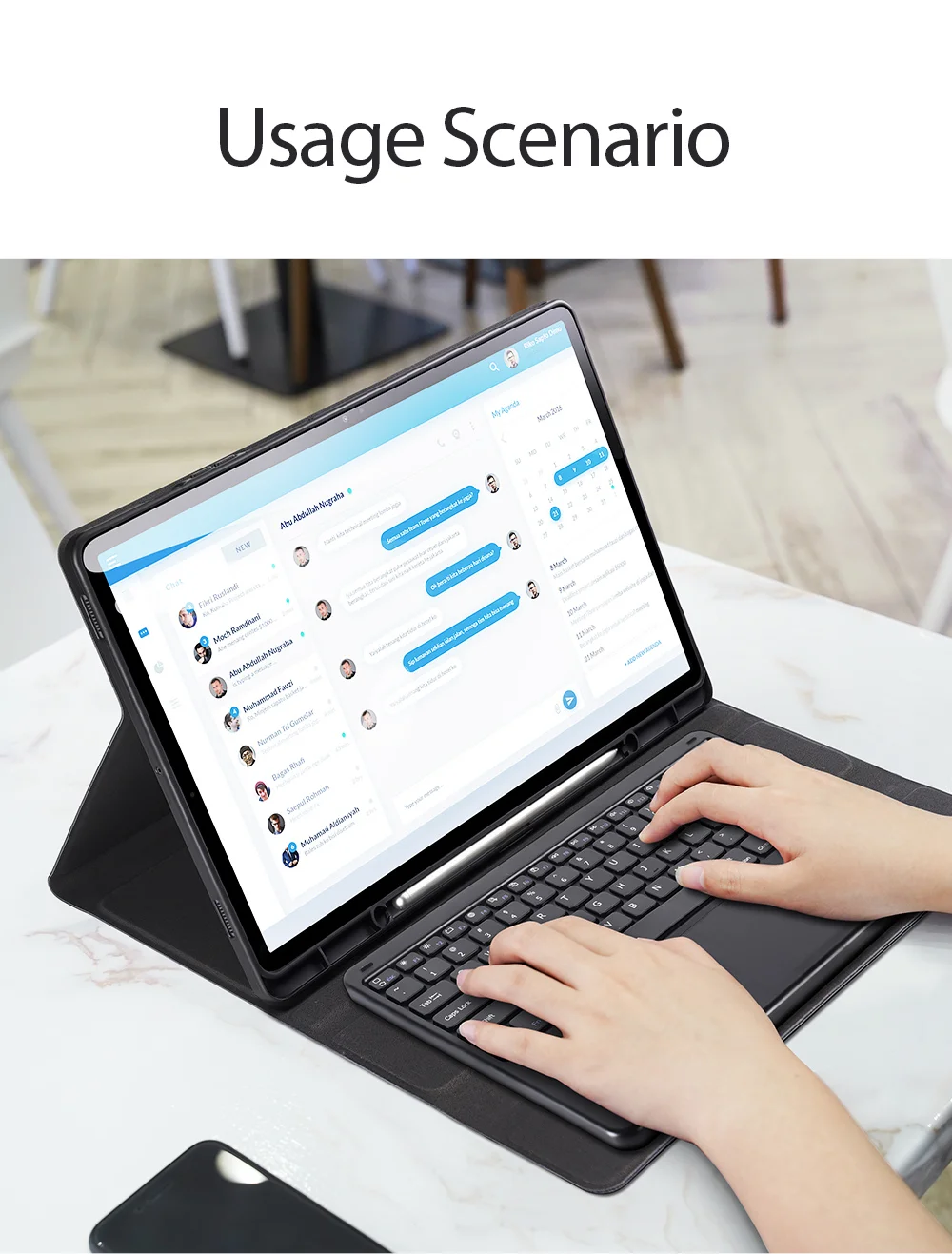 DUX DUCIS For Samsung Galaxy Tab S9 Ultra PU Leather Case Stand Tablet Cover with Touchpad Detachable Keyboard-Cellmalls