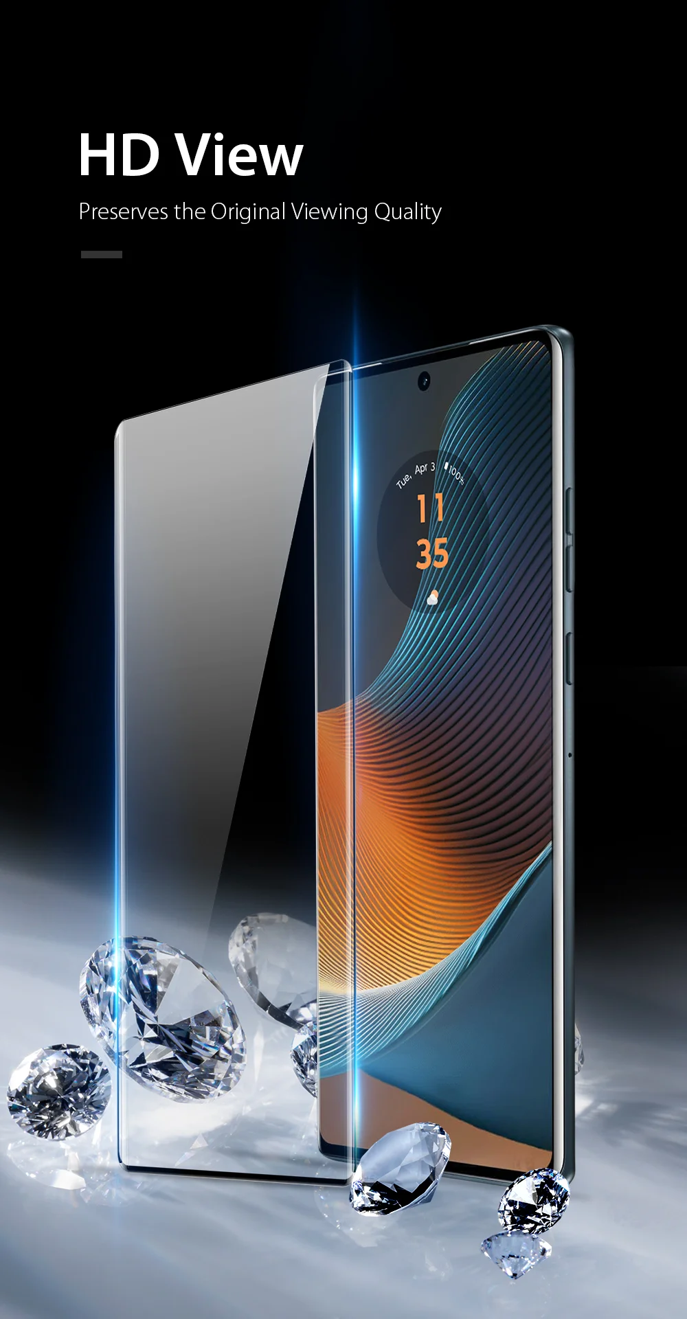 DUX DUCIS For Motorola Edge 50 Fusion Screen Protector Medium Alumina Glass 3D Curved Side Glue Touch Sensitive Film-Cellmalls