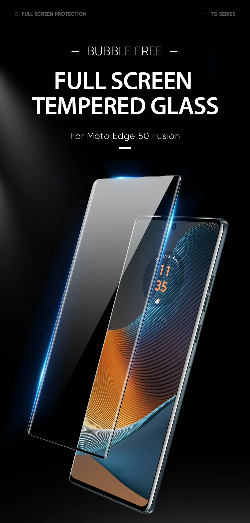 DUX DUCIS For Motorola Edge 50 Fusion Screen Protector Medium Alumina Glass 3D Curved Side Glue Touch Sensitive Film-Cellmalls