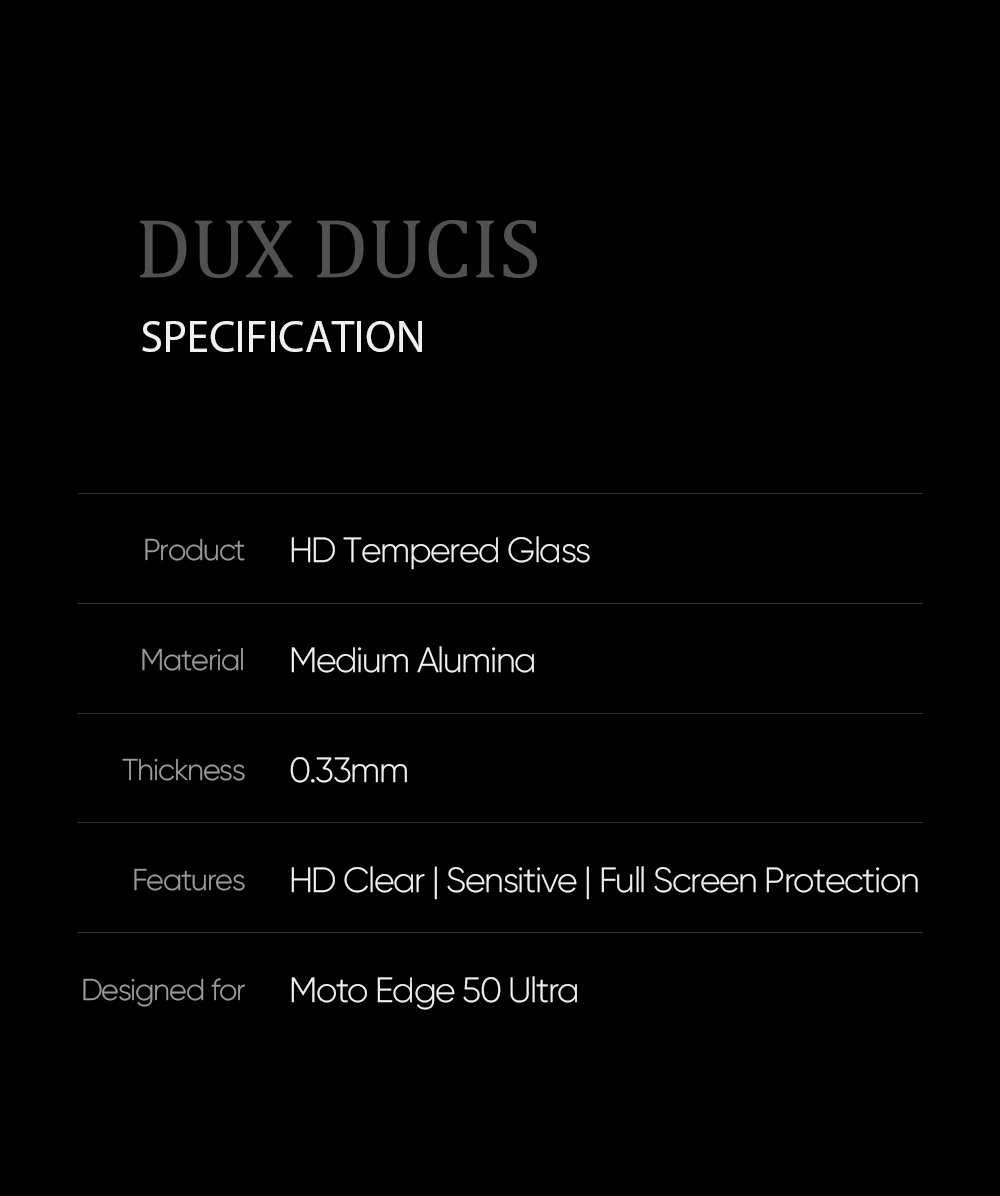DUX DUCIS For Motorola Edge 50 Ultra 5G / Moto X50 Ultra 5G Screen Protector Side Glue Hot Bending 3D Curved 9H Clear Tempered Glass Film-Cellmalls