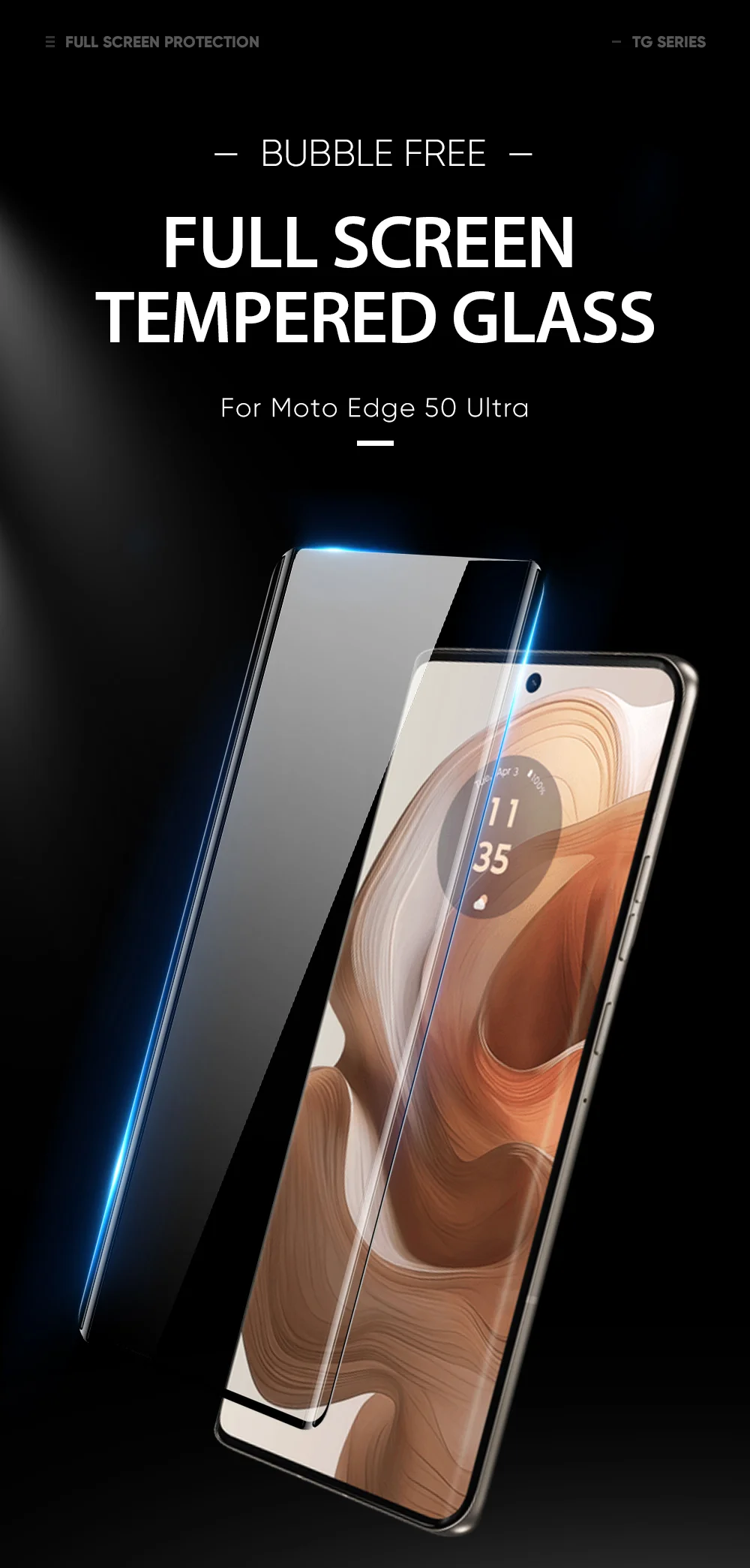 DUX DUCIS For Motorola Edge 50 Ultra 5G / Moto X50 Ultra 5G Screen Protector Side Glue Hot Bending 3D Curved 9H Clear Tempered Glass Film-Cellmalls