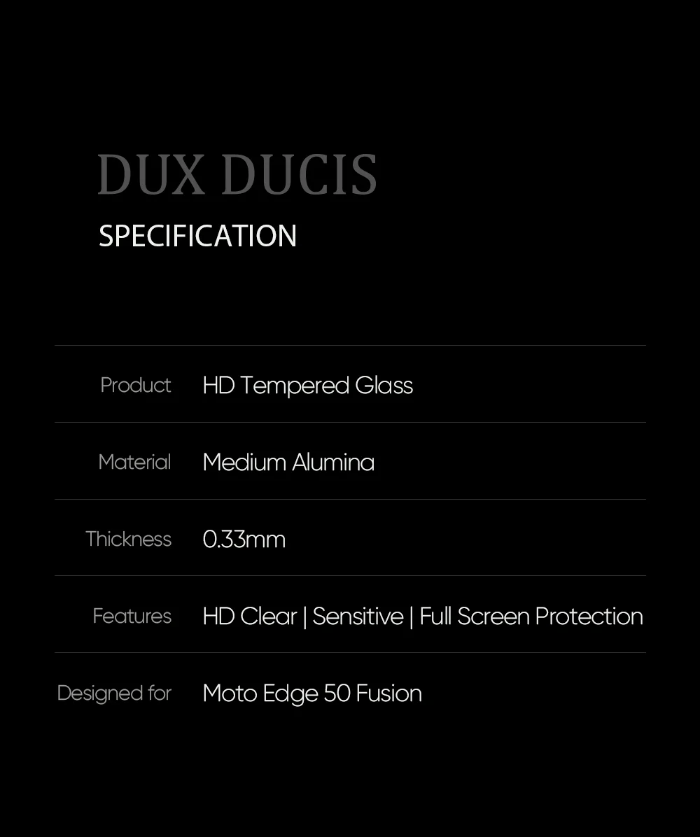 DUX DUCIS For Motorola Edge 50 Fusion Screen Protector Medium Alumina Glass 3D Curved Side Glue Touch Sensitive Film-Cellmalls