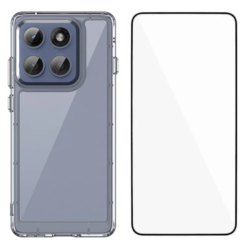 For Motorola Edge (2025) 5G Case WANLONFENG MF Series TPU Acrylic Clear Phone Cover with Tempered Glass Film - Transparent-Cellmalls