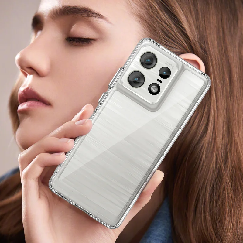 For Motorola Edge 50 Pro 5G Case WANLONFENG MF Series TPU Acrylic Clear Phone Cover with Tempered Glass Film - Transparent-Cellmalls