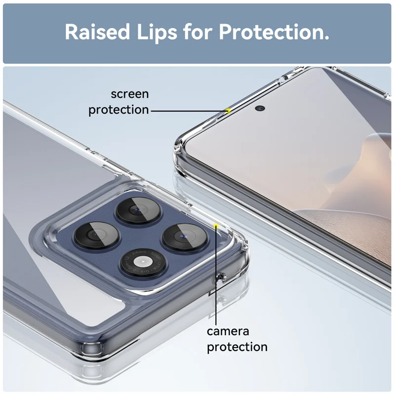 For Motorola Edge 60 Fusion 5G Case WANLONFENG MF Series TPU Acrylic Clear Phone Cover with Tempered Glass-Cellmalls