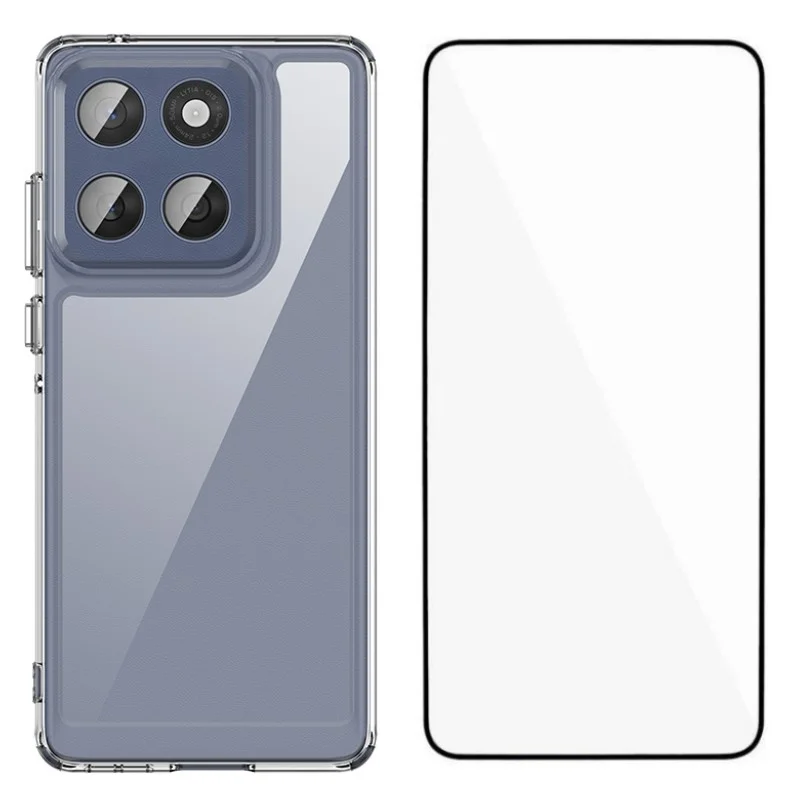 For Motorola Edge 60 Fusion 5G Case WANLONFENG MF Series TPU Acrylic Clear Phone Cover with Tempered Glass-Cellmalls