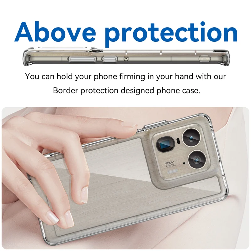 For Motorola Edge 50 Ultra 5G Case WANLONFENG MF Series TPU Acrylic Clear Phone Cover with Tempered Glass Film - Transparent-Cellmalls