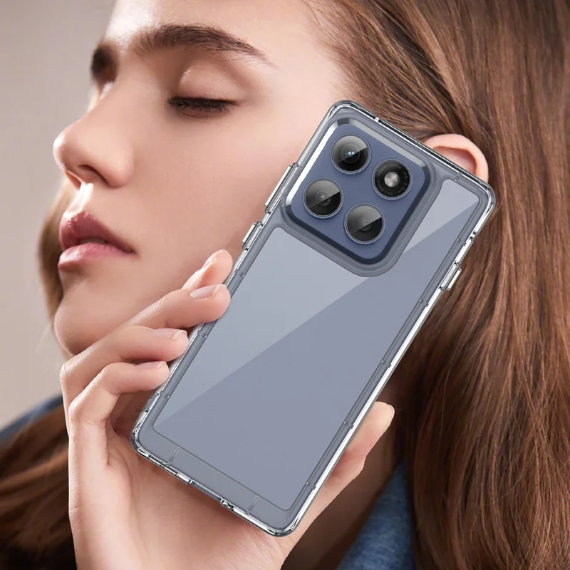 For Motorola Edge 60 Pro 5G Case WANLONFENG MF Series TPU Acrylic Clear Phone Cover with Tempered Glass Film - Transparent-Cellmalls