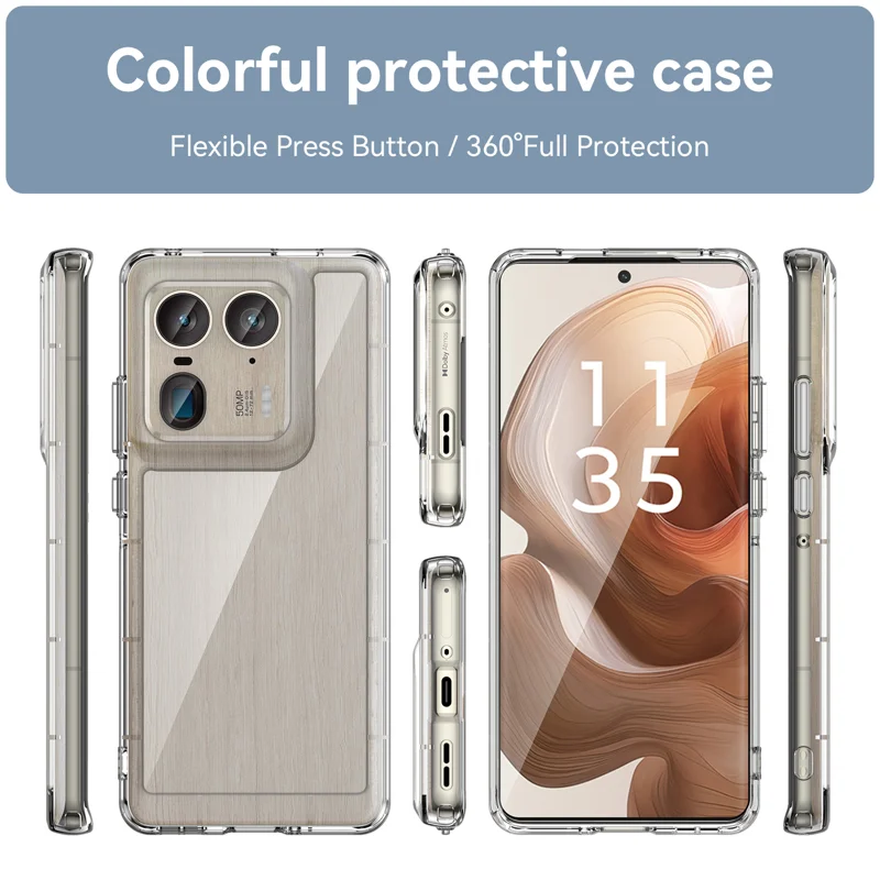 For Motorola Edge 50 Ultra 5G Case WANLONFENG MF Series TPU Acrylic Clear Phone Cover with Tempered Glass Film - Transparent-Cellmalls