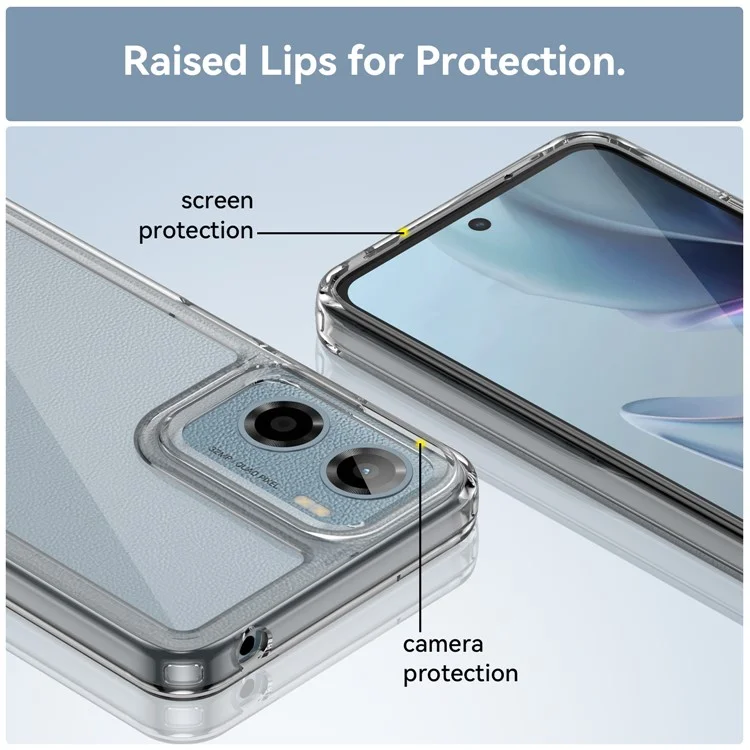 WANLONFENG MF Series for Motorola Moto G05 4G Case TPU Acrylic Clear Phone Cover with Tempered Glass Film-Cellmalls