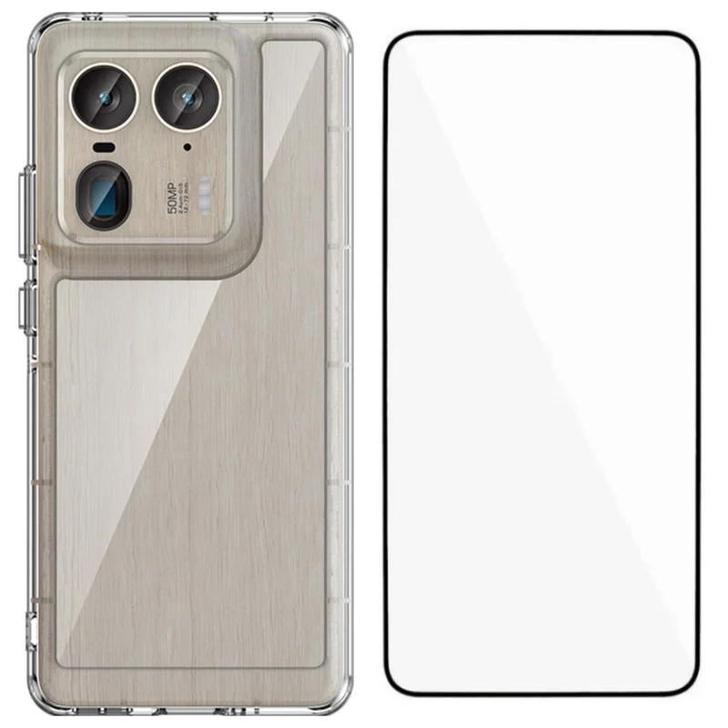 For Motorola Edge 50 Ultra 5G Case WANLONFENG MF Series TPU Acrylic Clear Phone Cover with Tempered Glass Film - Transparent-Cellmalls