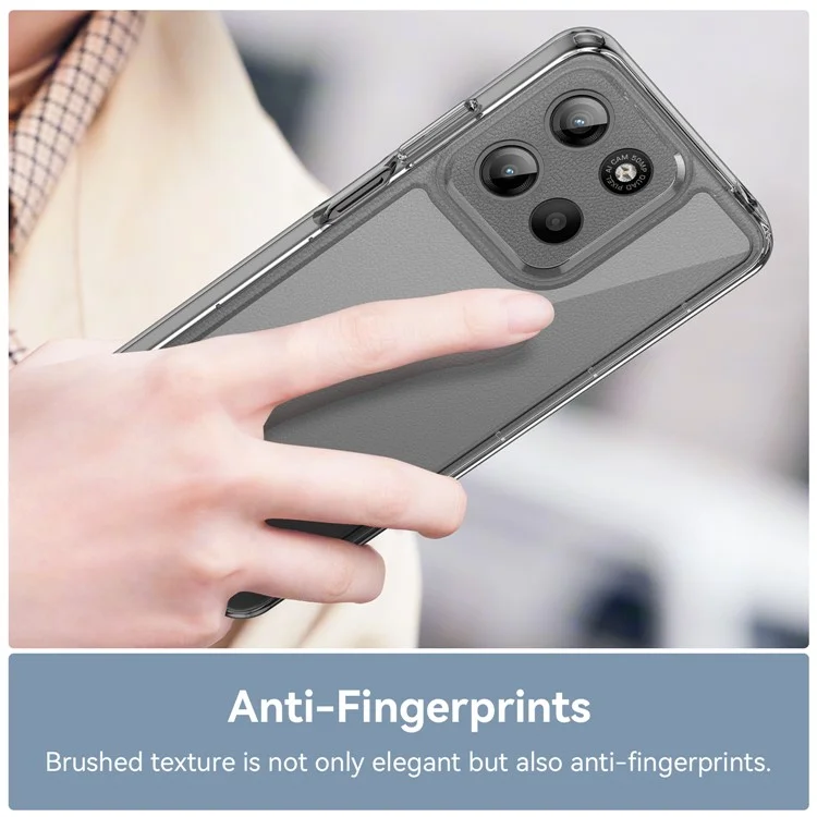 WANLONFENG MF Series for Motorola Moto G15 4G Case TPU Acrylic Clear Phone Cover with Tempered Glass Film-Cellmalls