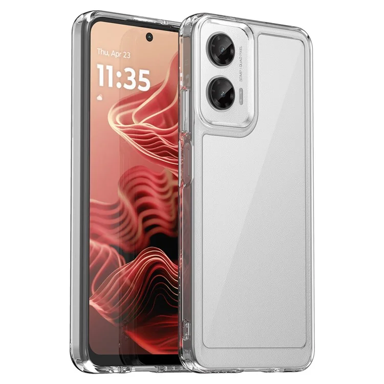 WANLONFENG MF Series for Motorola Moto G35 5G Case TPU+Acrylic Clear Phone Cover with Tempered Glass Film-Cellmalls