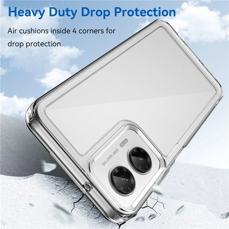 WANLONFENG MF Series for Motorola Moto G35 5G Case TPU+Acrylic Clear Phone Cover with Tempered Glass Film-Cellmalls