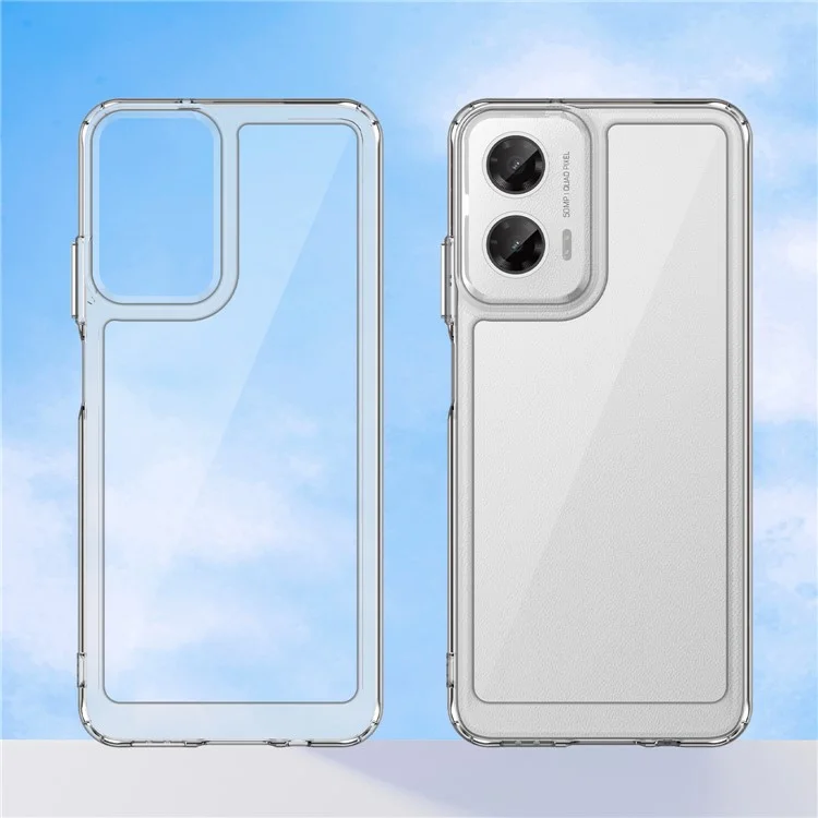 WANLONFENG MF Series for Motorola Moto G35 5G Case TPU+Acrylic Clear Phone Cover with Tempered Glass Film-Cellmalls