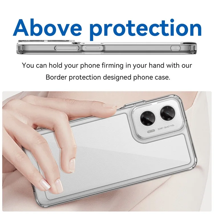 WANLONFENG MF Series for Motorola Moto G35 5G Case TPU+Acrylic Clear Phone Cover with Tempered Glass Film-Cellmalls