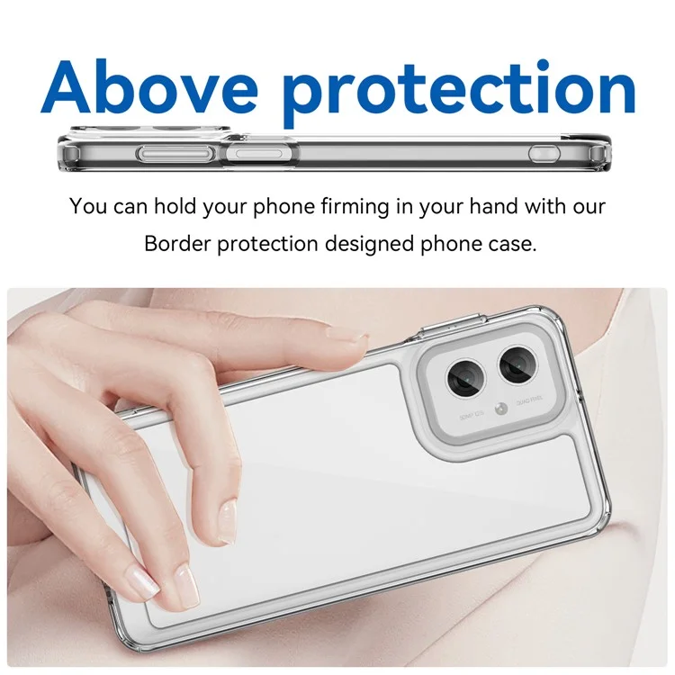 WANLONFENG MF Series for Motorola Moto G55 5G Case TPU+Acrylic Clear Phone Cover with Tempered Glass Film-Cellmalls