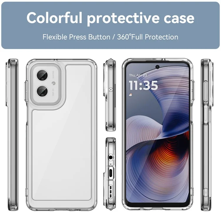 WANLONFENG MF Series for Motorola Moto G55 5G Case TPU+Acrylic Clear Phone Cover with Tempered Glass Film-Cellmalls