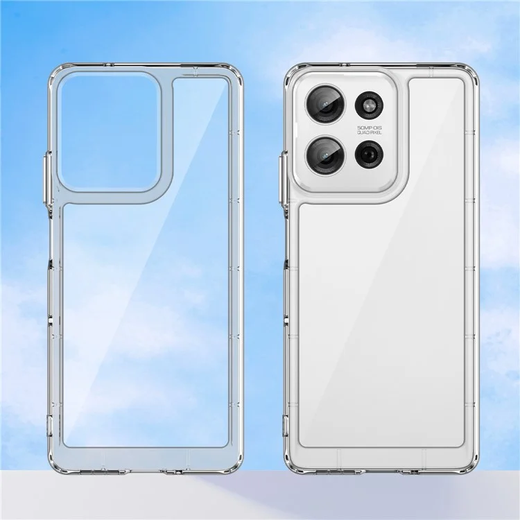 WANLONFENG MF Series for Motorola Moto G75 5G Case TPU+Acrylic Clear Phone Cover with Tempered Glass Film-Cellmalls