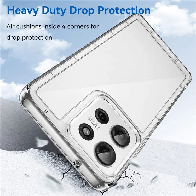 WANLONFENG MF Series for Motorola Moto G75 5G Case TPU+Acrylic Clear Phone Cover with Tempered Glass Film-Cellmalls