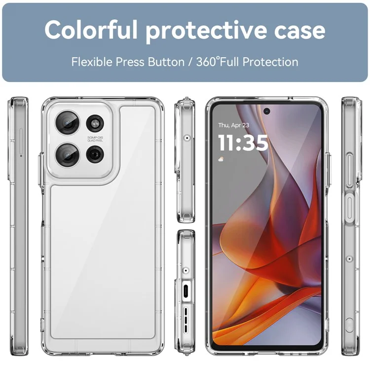 WANLONFENG MF Series for Motorola Moto G75 5G Case TPU+Acrylic Clear Phone Cover with Tempered Glass Film-Cellmalls