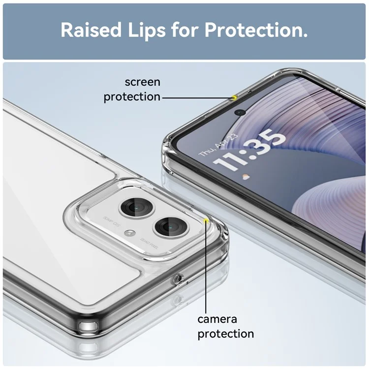 WANLONFENG MF Series for Motorola Moto G55 5G Case TPU+Acrylic Clear Phone Cover with Tempered Glass Film-Cellmalls