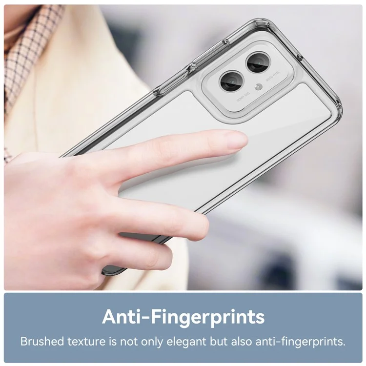 WANLONFENG MF Series for Motorola Moto G55 5G Case TPU+Acrylic Clear Phone Cover with Tempered Glass Film-Cellmalls