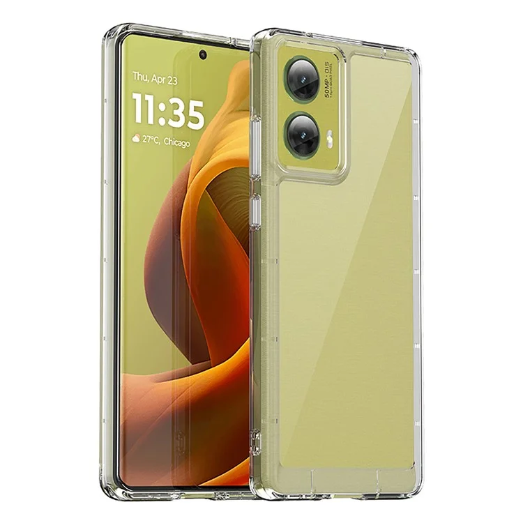 WANLONFENG MF Series for Motorola Moto G85 5G / S50 Neo 5G Case TPU+Acrylic Clear Phone Cover with Tempered Glass Film-Cellmalls