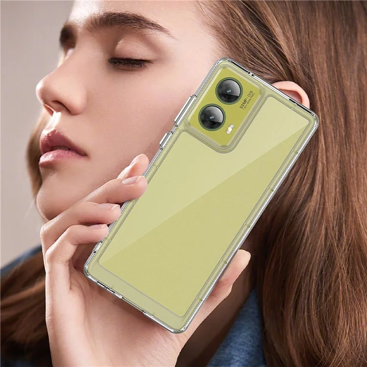 WANLONFENG MF Series for Motorola Moto G85 5G / S50 Neo 5G Case TPU+Acrylic Clear Phone Cover with Tempered Glass Film-Cellmalls