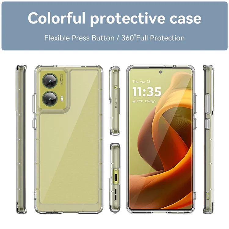 WANLONFENG MF Series for Motorola Moto G85 5G / S50 Neo 5G Case TPU+Acrylic Clear Phone Cover with Tempered Glass Film-Cellmalls