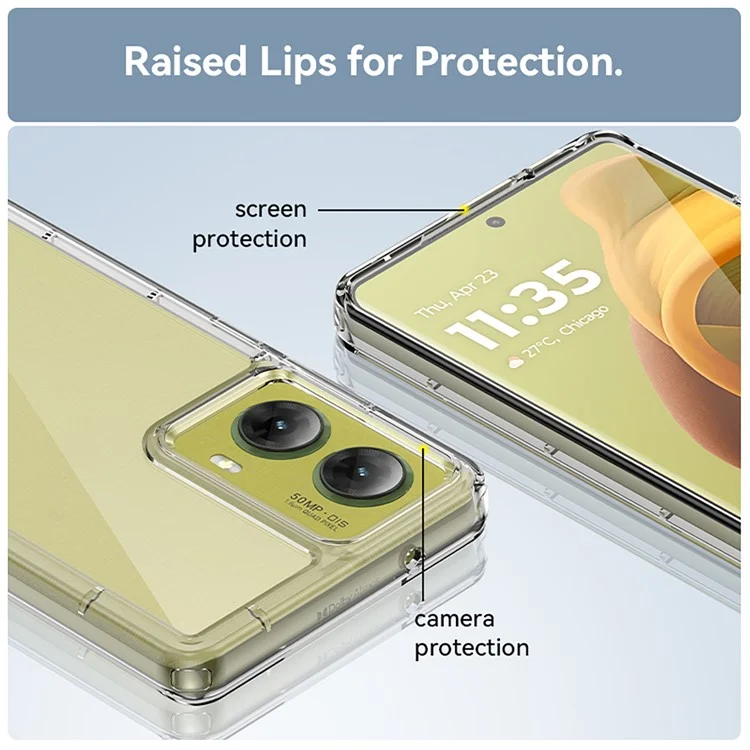 WANLONFENG MF Series for Motorola Moto G85 5G / S50 Neo 5G Case TPU+Acrylic Clear Phone Cover with Tempered Glass Film-Cellmalls