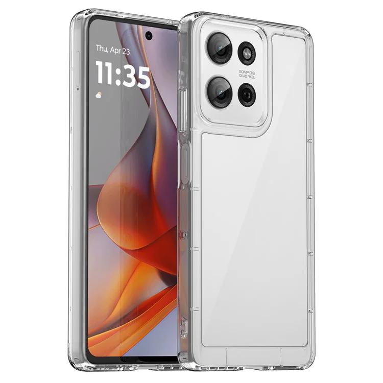 WANLONFENG MF Series for Motorola Moto G75 5G Case TPU+Acrylic Clear Phone Cover with Tempered Glass Film-Cellmalls