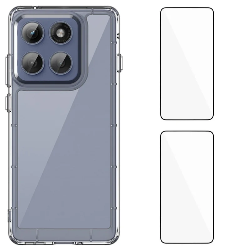 For Motorola Edge (2025) 5G Clear Phone Case WANLONFENG MF2 Series TPU Acrylic Cover with 2Pcs Tempered Glass - Transparent-Cellmalls