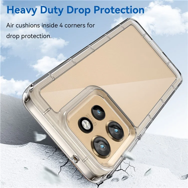 WANLONFENG MF2 Series For Motorola Edge 50 Neo 5G Case TPU Acrylic Clear Phone Cover with 2Pcs Tempered Glass Film-Cellmalls