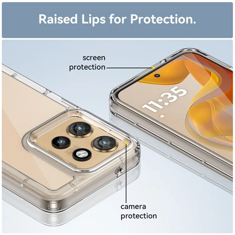 WANLONFENG MF2 Series For Motorola Edge 50 Neo 5G Case TPU Acrylic Clear Phone Cover with 2Pcs Tempered Glass Film-Cellmalls