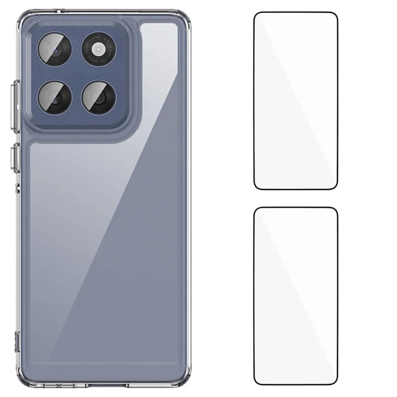 For Motorola Edge 60 5G Clear Phone Case WANLONFENG MF2 Series Back Cover with 2Pcs Tempered Glass-Cellmalls