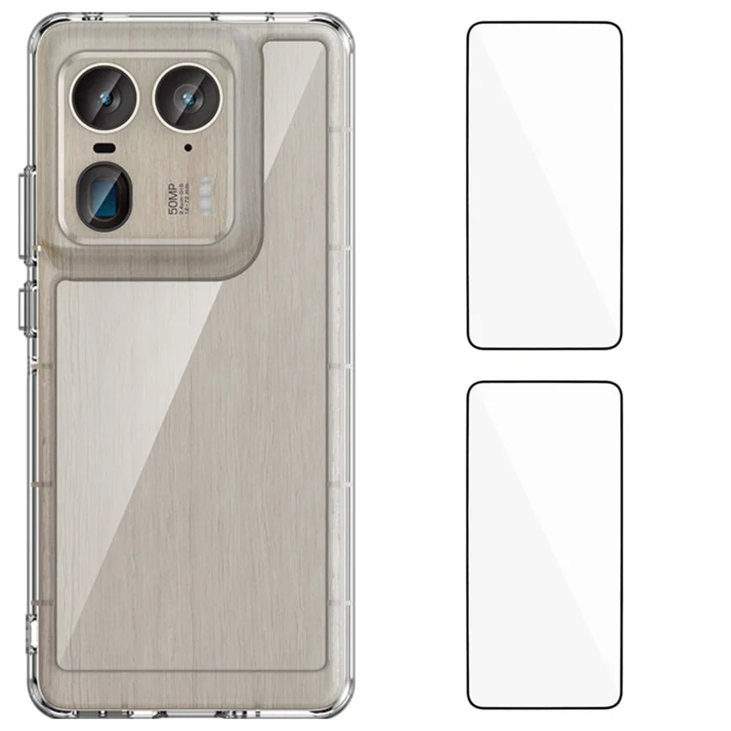 For Motorola Edge 50 Ultra 5G Clear Phone Case WANLONFENG MF2 Series TPU Acrylic Cover with 2Pcs Tempered Glass - Transparent-Cellmalls