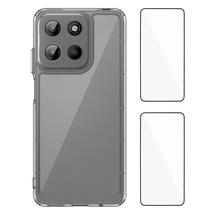 WANLONFENG MF2 Series For Motorola Moto G15 4G Case TPU Acrylic Clear Phone Cover with 2Pcs Tempered Glass Film-Cellmalls