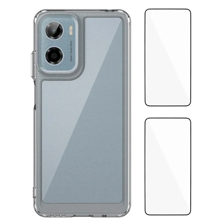 WANLONFENG MF2 Series For Motorola Moto G05 4G Case TPU Acrylic Clear Phone Cover with 2Pcs Tempered Glass Film-Cellmalls