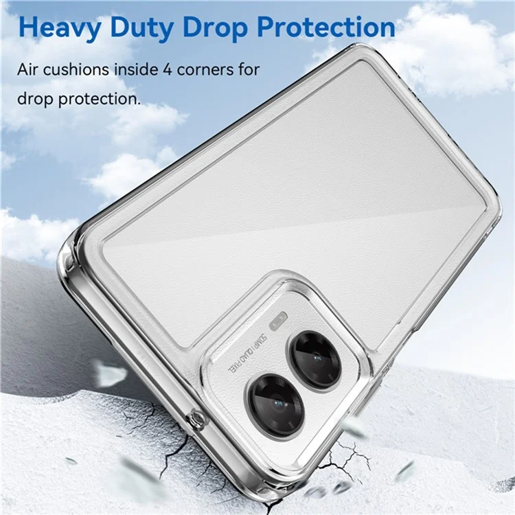 WANLONFENG MF2 Series For Motorola Moto G35 5G Case TPU Acrylic Clear Phone Cover with 2Pcs Tempered Glass Film-Cellmalls