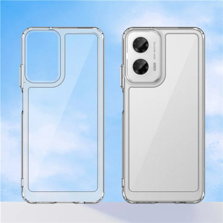 WANLONFENG MF2 Series For Motorola Moto G35 5G Case TPU Acrylic Clear Phone Cover with 2Pcs Tempered Glass Film-Cellmalls