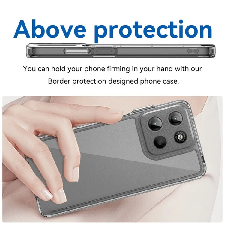 WANLONFENG MF2 Series For Motorola Moto G15 4G Case TPU Acrylic Clear Phone Cover with 2Pcs Tempered Glass Film-Cellmalls