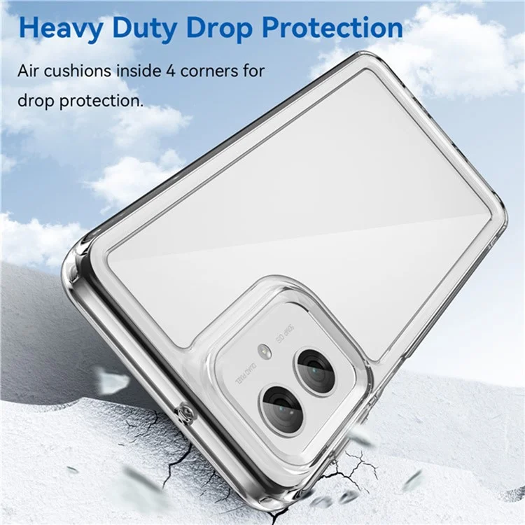 WANLONFENG MF2 Series For Motorola Moto G55 5G Case TPU Acrylic Clear Phone Cover with 2Pcs Tempered Glass Film-Cellmalls