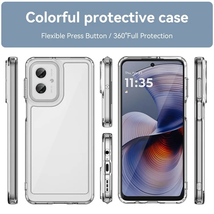 WANLONFENG MF2 Series For Motorola Moto G55 5G Case TPU Acrylic Clear Phone Cover with 2Pcs Tempered Glass Film-Cellmalls