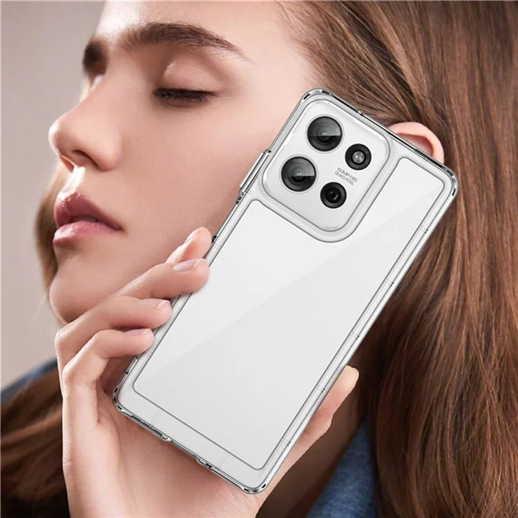 WANLONFENG MF2 Series For Motorola Moto G75 5G Case TPU Acrylic Clear Phone Cover with 2Pcs Tempered Glass Film-Cellmalls