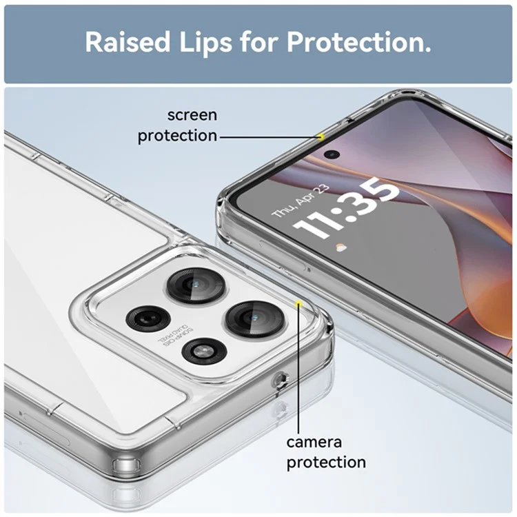 WANLONFENG MF2 Series For Motorola Moto G75 5G Case TPU Acrylic Clear Phone Cover with 2Pcs Tempered Glass Film-Cellmalls