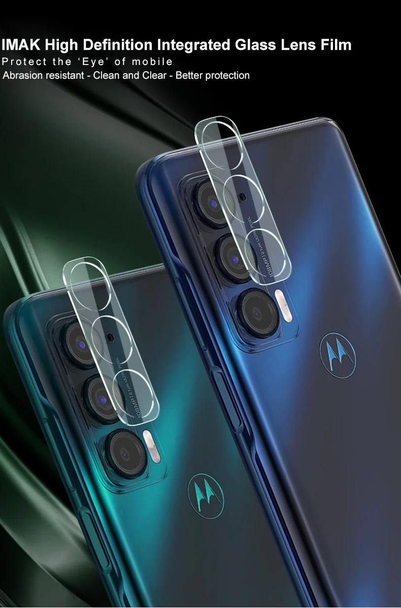 IMAK HD Case Friendly Tempered Glass Camera Lens Protector + Acrylic Lens Cap for Motorola Edge (2021)-Cellmalls