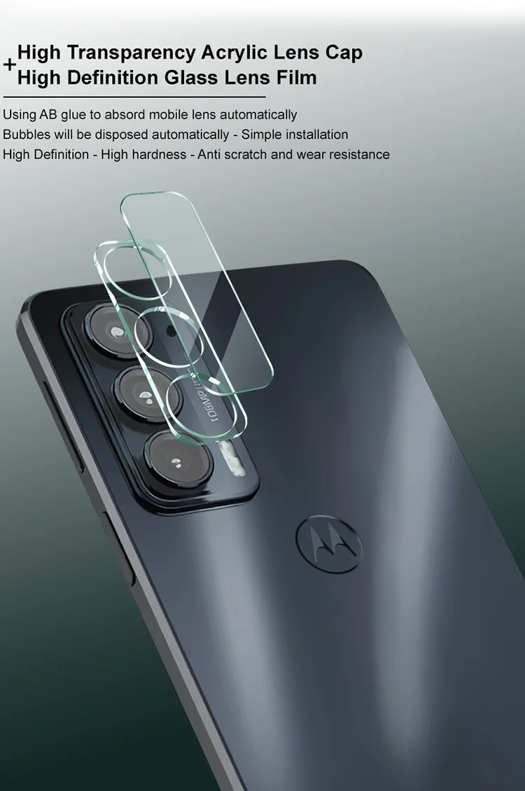 IMAK Wear-Resistant Tempered Glass Lens Film Covered with High Transparency Acrylic Lens Cap for Motorola Edge 20/Edge Lite Luxury Edition-Cellmalls