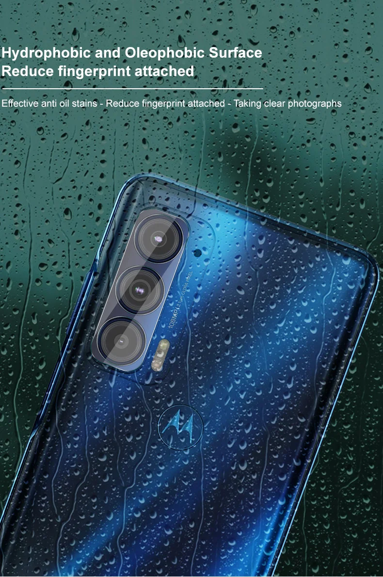 IMAK HD Case Friendly Tempered Glass Camera Lens Protector + Acrylic Lens Cap for Motorola Edge (2021)-Cellmalls