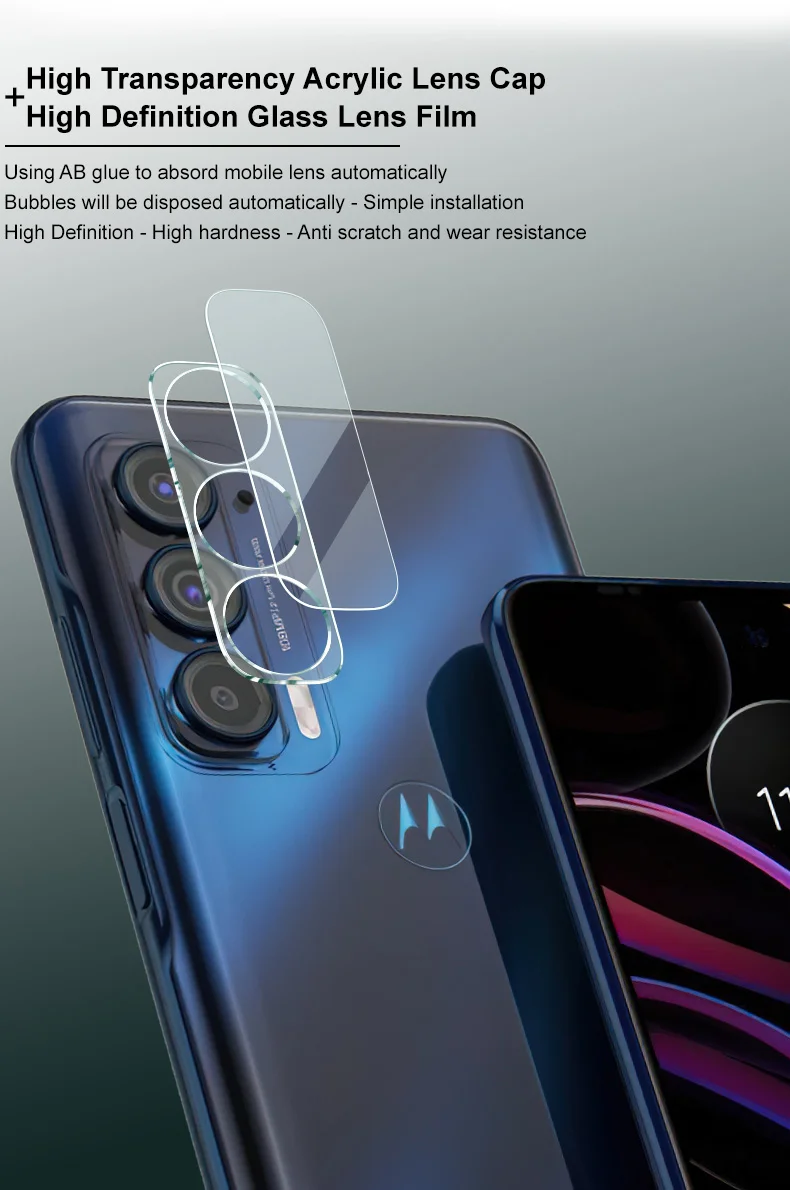 IMAK HD Case Friendly Tempered Glass Camera Lens Protector + Acrylic Lens Cap for Motorola Edge (2021)-Cellmalls